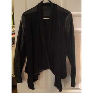 Black Motto Drape Jacket with Zipper